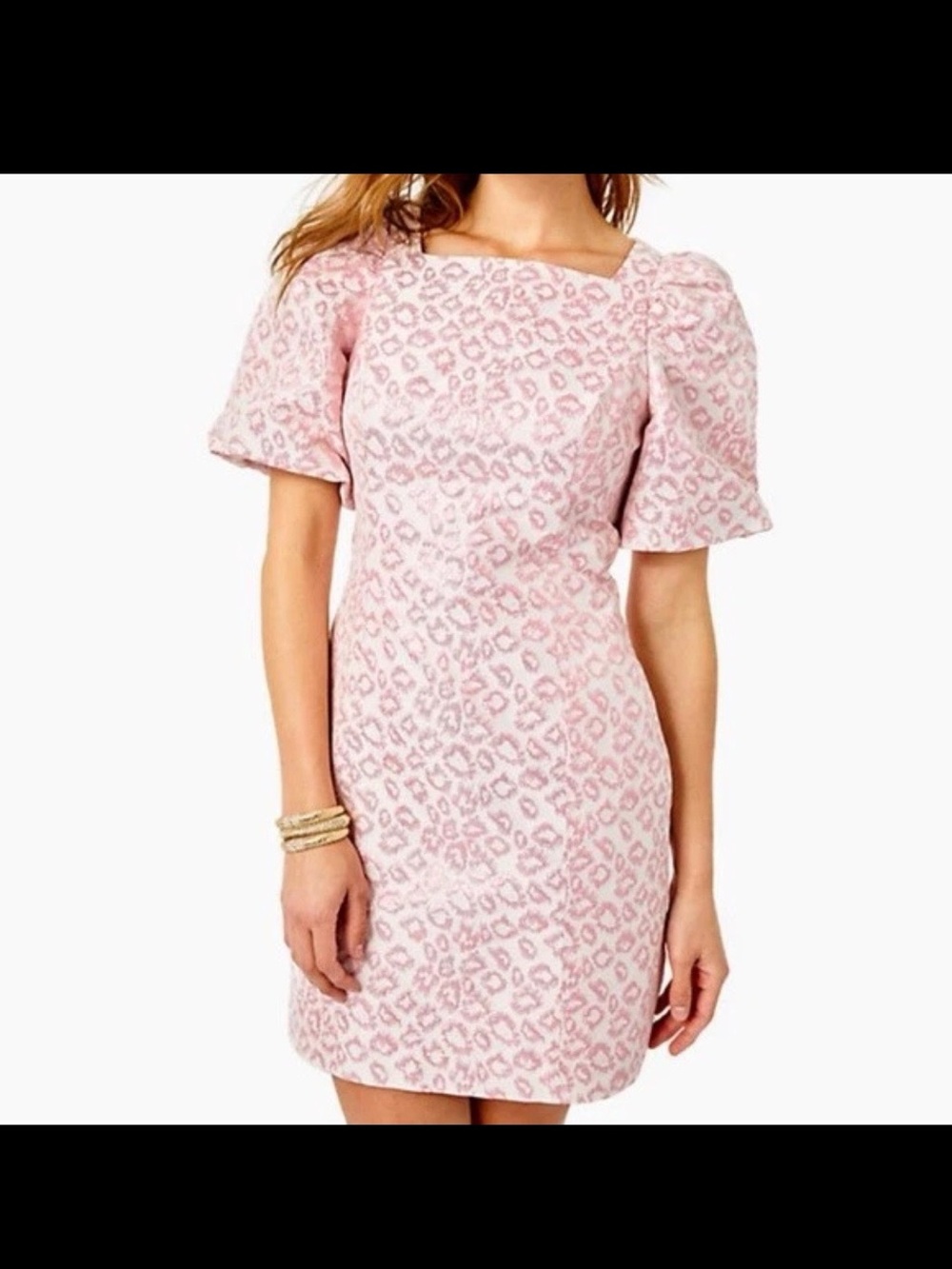Lilly Pulitzer Pink Leopard Jacquard Taffia Sheath Dress